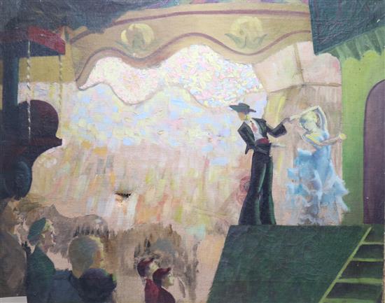 Anna Zinkeisen (1901-1976) oil on canvas Spanish dancers on stage 60 x 75cm.
